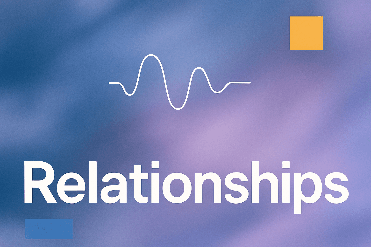 Abstract technical cover illustration with a soft color background and a small line-diagram accent (a single waveform line with three or four gentle peaks and troughs, like an audio signal), with the word "Relationships" featured prominently